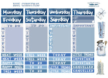 Load image into Gallery viewer, Winter Theme Vertical Planner Kit for Christmas - Six original blue & silver sheets for your Happy Planner or ECLP