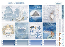Load image into Gallery viewer, Winter Theme Vertical Planner Kit for Christmas - Six original blue & silver sheets for your Happy Planner or ECLP