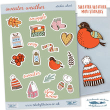 Load image into Gallery viewer, Sweater Weather Stickers Sheet - handmade mini stickers for planners, bullet journals and scrapbooking