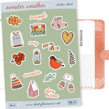 Load image into Gallery viewer, Sweater Weather Stickers Sheet - handmade mini stickers for planners, bullet journals and scrapbooking