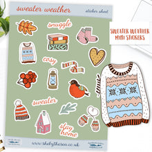 Load image into Gallery viewer, Sweater Weather Stickers Sheet - handmade mini stickers for planners, bullet journals and scrapbooking