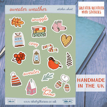Load image into Gallery viewer, Sweater Weather Stickers Sheet - handmade mini stickers for planners, bullet journals and scrapbooking