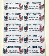 Load image into Gallery viewer, Custom Egg Box Labels with artwork, for free range egg sellers. Farm egg sales stickers handmade in the UK