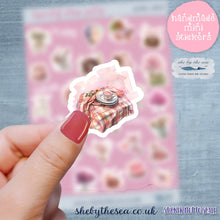 Load image into Gallery viewer, Spring Sticker Sheet in shades of pink. Floral stickers etc, Planner deco for journal/scrapbook, Sticker sheet handmade in the UK