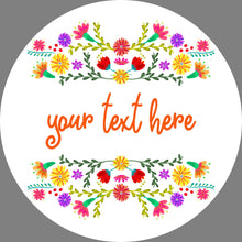 Load image into Gallery viewer, Custom Floral Stickers. Personalised Round Stickers with a colourful flower design. Perfect for Sweet Sixteen & custom party bags. Lip Balm.