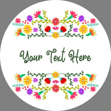 Load image into Gallery viewer, Custom Floral Stickers. Personalised Round Stickers with a colourful flower design. Perfect for Sweet Sixteen & custom party bags. Lip Balm.