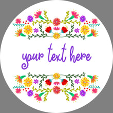 Load image into Gallery viewer, Custom Floral Stickers. Personalised Round Stickers with a colourful flower design. Perfect for Sweet Sixteen & custom party bags. Lip Balm.