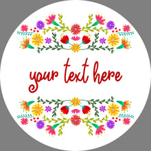 Load image into Gallery viewer, Custom Floral Stickers. Personalised Round Stickers with a colourful flower design. Perfect for Sweet Sixteen & custom party bags. Lip Balm.