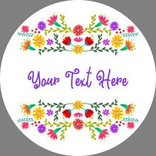 Load image into Gallery viewer, Custom Floral Stickers. Personalised Round Stickers with a colourful flower design. Perfect for Sweet Sixteen & custom party bags. Lip Balm.