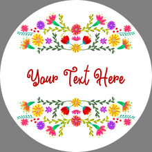 Load image into Gallery viewer, Custom Floral Stickers. Personalised Round Stickers with a colourful flower design. Perfect for Sweet Sixteen & custom party bags. Lip Balm.