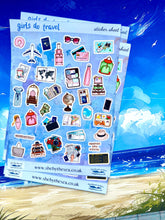 Load image into Gallery viewer, GIRLS DO TRAVEL 35 mini stickers. Must have for summer holiday scrapbook, journal planner etc. Sticker sheet uk handmade. Tween trip gift