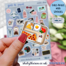 Load image into Gallery viewer, GIRLS DO TRAVEL 35 mini stickers. Must have for summer holiday scrapbook, journal planner etc. Sticker sheet uk handmade. Tween trip gift