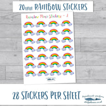 Load image into Gallery viewer, Mini Stickers of Rainbows Drawn with Markers, Colourful Planner Deco, Handmade Gift 4 Kids, Perfect for Scrapbooking Summer Journal, UK made