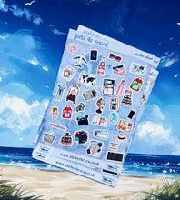 Load image into Gallery viewer, GIRLS DO TRAVEL 35 mini stickers. Must have for summer holiday scrapbook, journal planner etc. Sticker sheet uk handmade. Tween trip gift