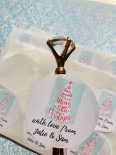 Load image into Gallery viewer, Personalised Xmas Stickers for Gifts, Customised Parcel Label Sheet. Choice of size and text colour. 48 hour dispatch. Handmade in the UK.