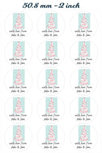 Load image into Gallery viewer, Personalised Xmas Stickers for Gifts, Customised Parcel Label Sheet. Choice of size and text colour. 48 hour dispatch. Handmade in the UK.