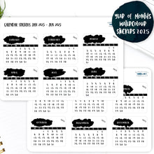 Load image into Gallery viewer, 2025 Mono Mini Calendars, Mini Monthly Stickers 2025 in Black & White, Mini Diary Sticker, 12 Months, Black Watercolour Planner