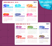 Load image into Gallery viewer, Monthly Mini Stickers for 2024, Planner Calendar Page Stickers for Year, Diary or Journal 12 Month Watercolour Labels