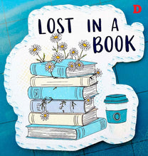 Load image into Gallery viewer, Large Die-Cut Book Lovers Stickers. Special EASY PEEL design HANDMADE in the uk, 7cm 2.75 in. 18 designs and quotes. Buy 1 to 18