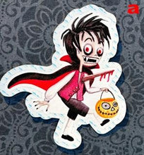 Load image into Gallery viewer, Handmade Easy Peel Die-Cut Stickers, Trick or Treat Children, 7cm-2.7" Halloween stickers for kids. UK Crafted (15 Designs)