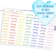 Load image into Gallery viewer, Days of the Week 29mm Script Stickers -  Monday to Sunday labels for planner or bullet journal Colours of the Rainbow. Handmade in the UK.