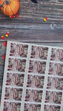Load and play video in Gallery viewer, Personalised Halloween Glossy Stickers with gory bloody newspaper design. Stick on student laptops/lockers for surprise party invitation!