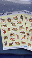 Load and play video in Gallery viewer, Safari Animal Sticker Sheet. Mini stickers of wild animals perfect for kids, tiger lion, monkey ape