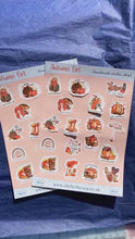 Load and play video in Gallery viewer, Autumn Fall mini sticker sheet, for a fall kinda girl. Quotes and gorgeous artwork. Journal stickers for bullet lists. Handmade in the UK.
