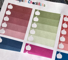 Load image into Gallery viewer, Pumpkin Checklists for Halloween - Ombre stickers in Autumn colours. Handmade in UK
