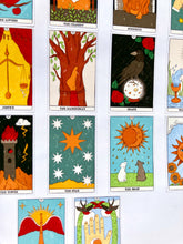Load image into Gallery viewer, Tarot 'Cards' Sticker sheet. Major Arcana. Mini New Age artworks, decals deco for journals etc. Tiny stickers of tarot cards.