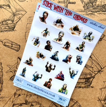 Load image into Gallery viewer, Zombies Sticker Sheet. Halloween stickers of THE UNDEAD, Vampires & Ghouls for journals and bullet lists. Handmade in the UK.