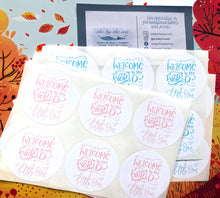 Load image into Gallery viewer, Newborn Baby Stickers | Welcome to the World Sticker | Christening Favors Label | Baby Shower Invitations | Blue Pink Shower Sticker | 24 hr