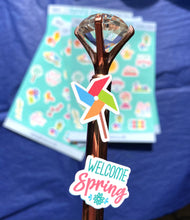 Load image into Gallery viewer, SPRING GARDEN Sticker Sheet, for Planners and Bullet Journals. Deco stickers handmade in the UK. Brightly Coloured Mini Decals for Kids