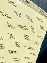 Load image into Gallery viewer, Recovery Slogan Stickers - mini stickers of 12-Step program slogans. Handmade in the UK