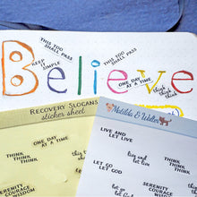 Load image into Gallery viewer, Recovery Slogan Stickers - mini stickers of 12-Step program slogans. Handmade in the UK