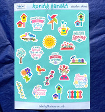 Load image into Gallery viewer, SPRING GARDEN Sticker Sheet, for Planners and Bullet Journals. Deco stickers handmade in the UK. Brightly Coloured Mini Decals for Kids