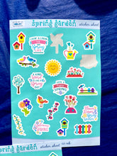 Load image into Gallery viewer, SPRING GARDEN Sticker Sheet, for Planners and Bullet Journals. Deco stickers handmade in the UK. Brightly Coloured Mini Decals for Kids