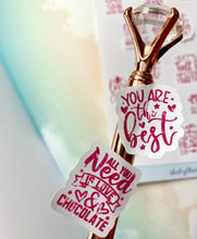 Load image into Gallery viewer, Valentine Slogans Mini Stickers for Planners and Bullet Journals | Deco sticker sheet with 17 romantic slogans in pink and red watercolour