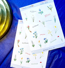 Load image into Gallery viewer, Stickers of Vintage Flower Artworks. Handmade mini stickers from the UK.