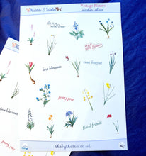 Load image into Gallery viewer, Stickers of Vintage Flower Artworks. Handmade mini stickers from the UK.