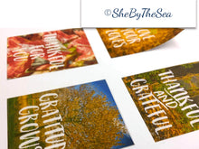 Load image into Gallery viewer, Gratitude Stickers from Autumn Photos - Fall scenes with words of gratitude, journalling deco made in the UK