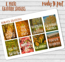 Load image into Gallery viewer, Gratitude Stickers from Autumn Photos - Fall scenes with words of gratitude, journalling deco made in the UK