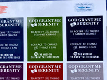 Load image into Gallery viewer, Serenity Prayer Stickers | Chalkboard Recovery Stickers | Serenity Prayer AA Die-Cuts | Big Book Sticker | 12 step Stickers Planner Stickers