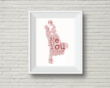 Load image into Gallery viewer, Couple Dancing Word Cloud Art with Custom Text - Choice of sizes and colours.