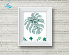 Load image into Gallery viewer, Custom Monstera Leaf Word Cloud - Printable artwork personalised for you. Physical print available