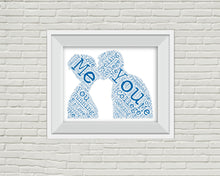 Load image into Gallery viewer, Couples Personalised Word Cloud Print - A Valentine or wedding gift with your choice of colours and delivered free within the UK