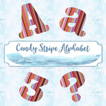 Load image into Gallery viewer, Alphabet Clip Art, Striped Letters, Numbers clip art, Candy Stripe Alphabet letters, numbers clip art, Transparent Clip Art, BUJO Numbers