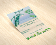 Load image into Gallery viewer, Tropical Engagement Invitation -  A customised printable invitation with a gorgeous beach scene constructed from my photography.