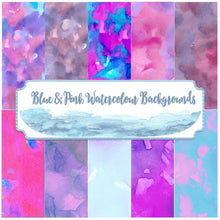 Load image into Gallery viewer, Blue & Pink watercolour backgrounds textures. Ten high resolution backgrounds for commercial use