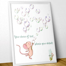 Load image into Gallery viewer, Personalised Nursery Wall Art. A cute cartoon style animal print with your words.